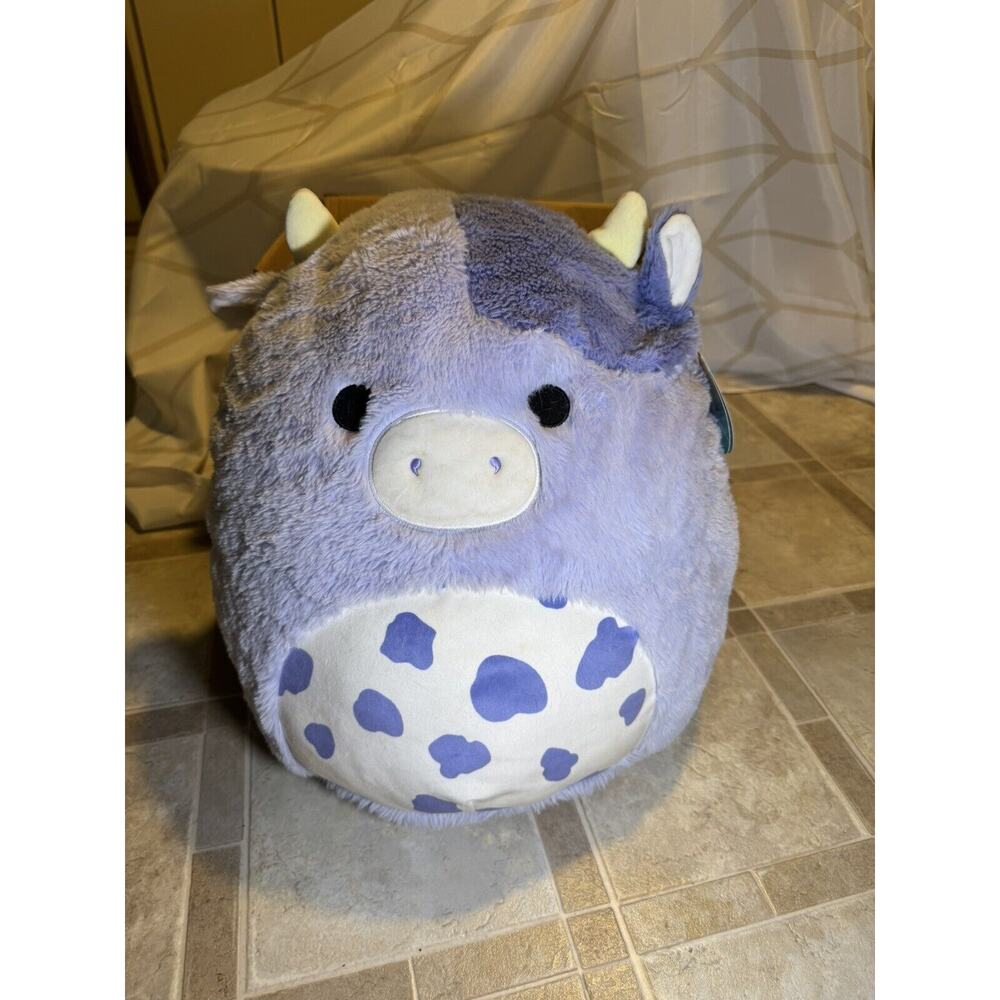 Squishmallows Bubba The Fuzzy Purple Cow Fuzzamallow Squishmallow Plush